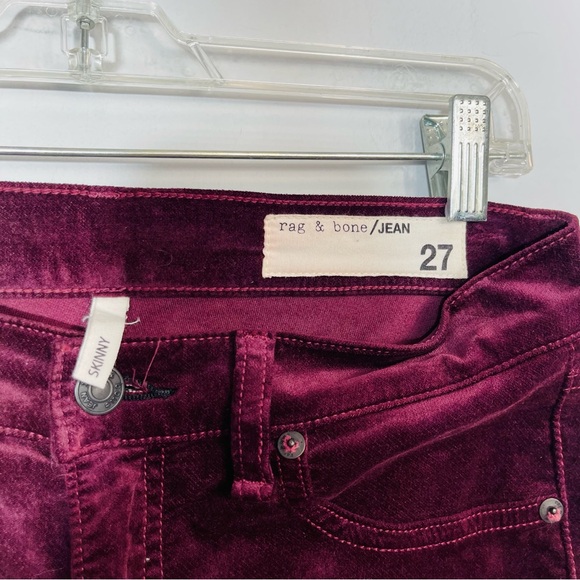 rag & bone Skinny Jeans in Burgundy Velvet Size 26 Revolve Vamp Low Rise Y2K - Picture 9 of 16